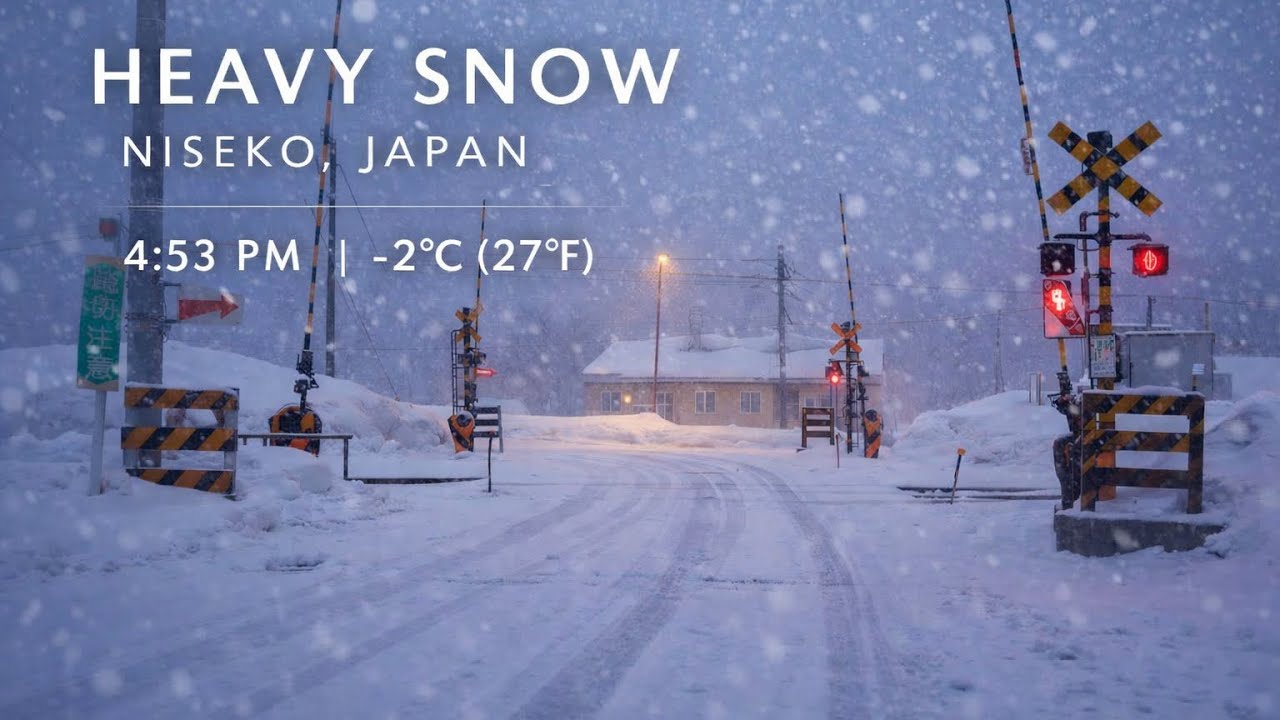 HEAVY SNOW — Niseko River Walk (4:53 PM) | Niseko, Japan [4K] | Quiet Walk #036