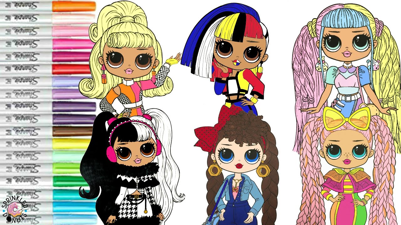 LOL Surprise OMG Dolls Coloring Book Pages Angles Dazzle Dollie Speedster Busy BB & Candylicious
