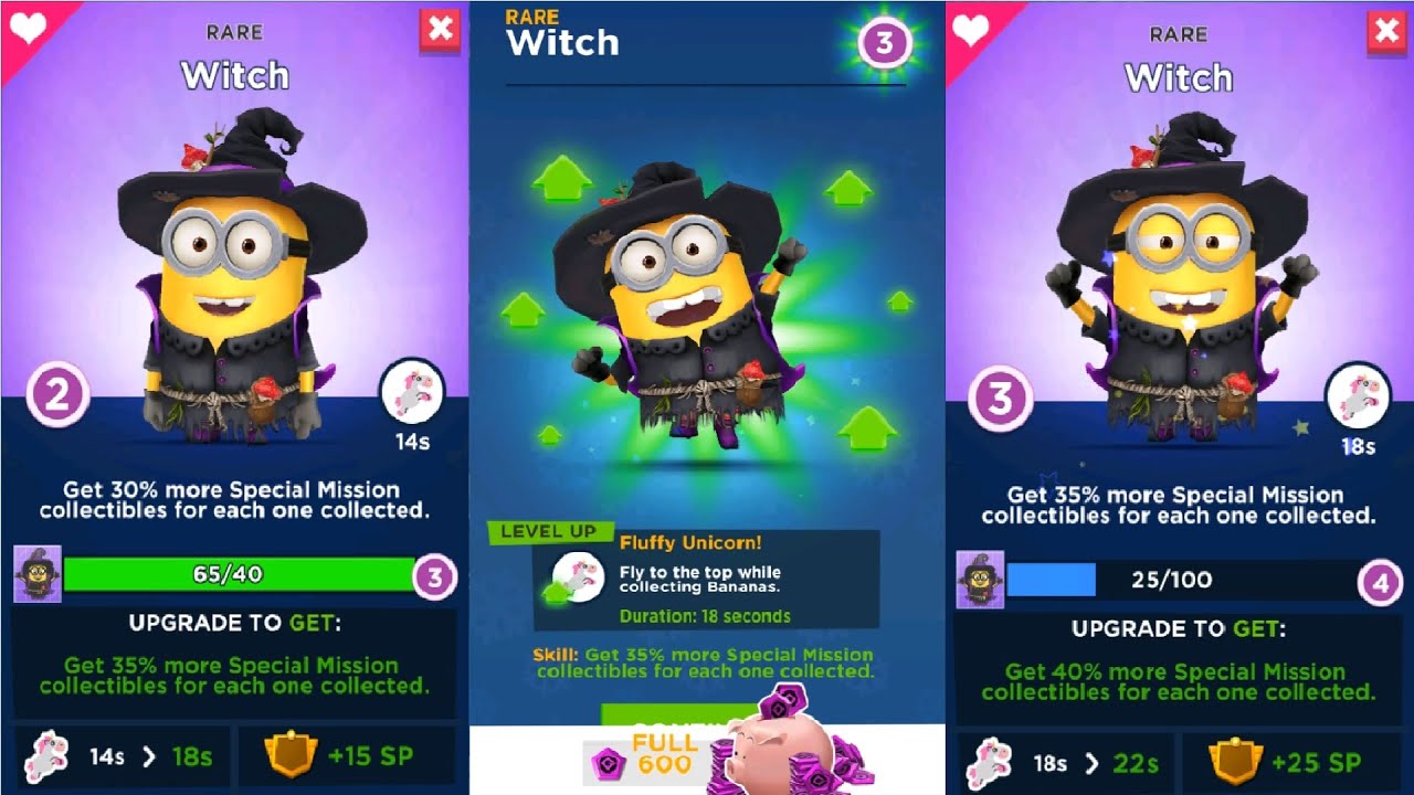 Despicable Me Minion Rush Witch Level Up Costume gameplay walkthrough ios / android