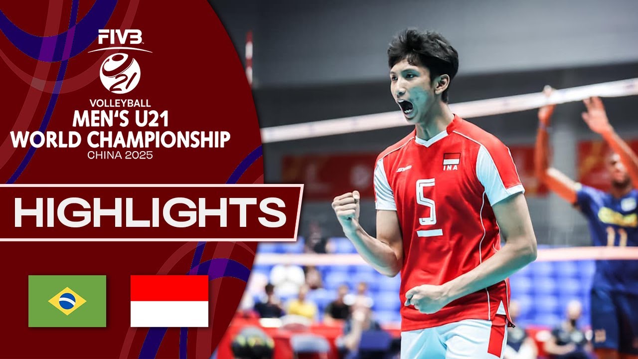 Brazil 🇧🇷 vs. Indonesia 🇮🇩 - Men's U21 World Championship | Highlights - Volleyball