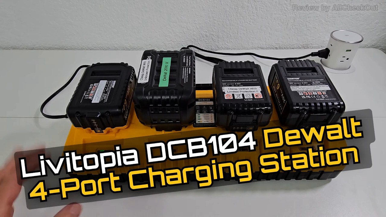 Livitopia DCB104 4 Port DeWalt Battery Charger Unboxing Test and USB Phone Charging