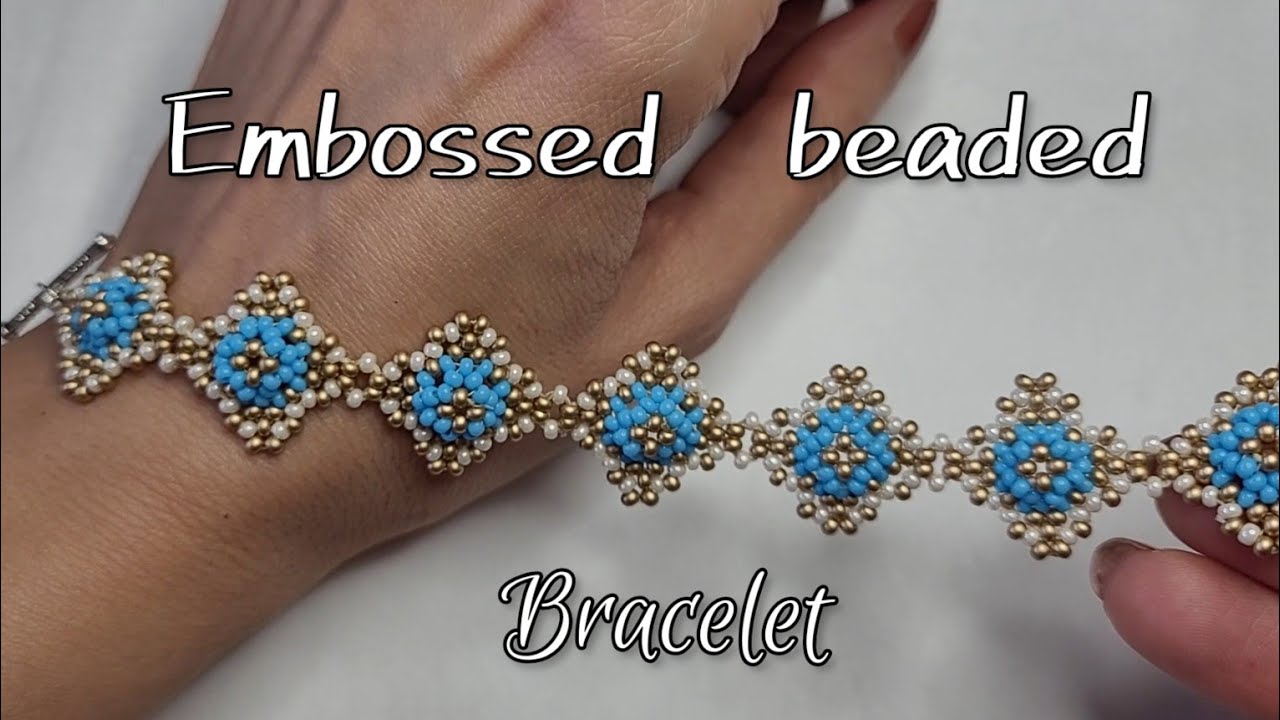 DIY Embossed Seed beaded Bracelet Tutorial 🌺