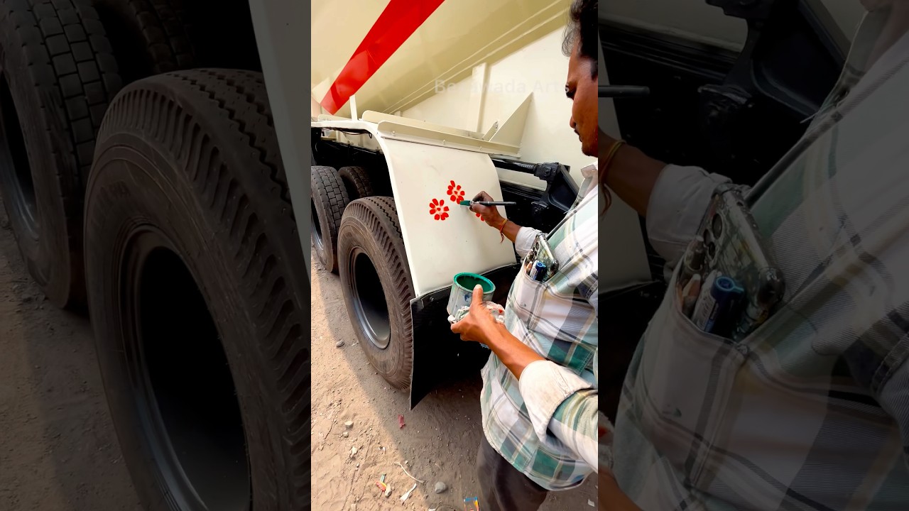 Street Artist creates AMAZING paint art on vintage truck 