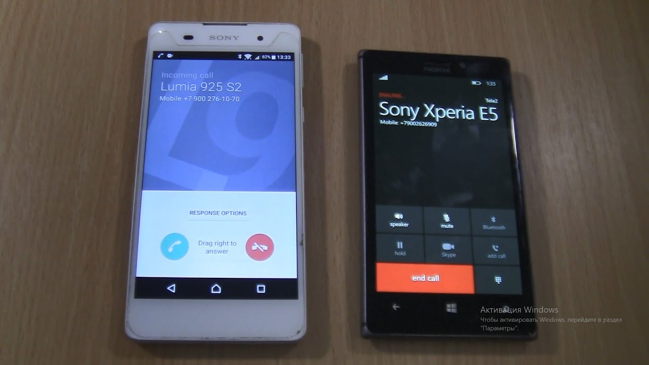 Incoming call & Outgoing call at the Same Time Sony Xperia E5+Nokia Lumia 925