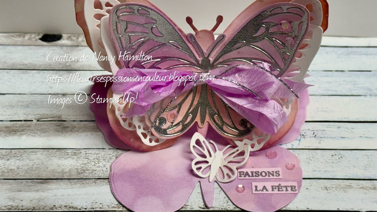 Carte chevalet Superbe papillon ...parfaite pour l'anniversaire ou pourquoi pas un shower ! ;-)