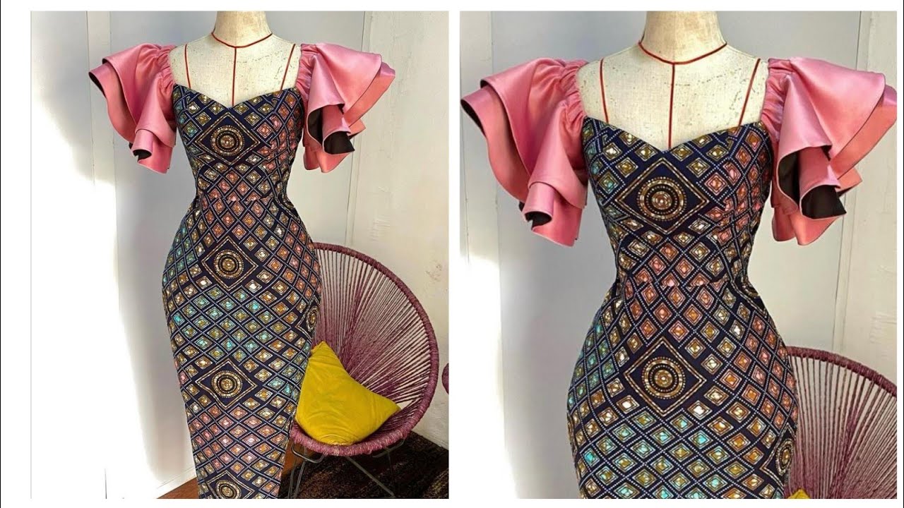 How to Cut and Sew This Straight  Gown with Off Shoulder Circle Sleeves