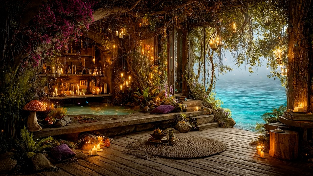 Cozy Exotic Spa Plant Shop Ambience | Soft Flute Magical Forest Music & Mystery Ambient 🍄