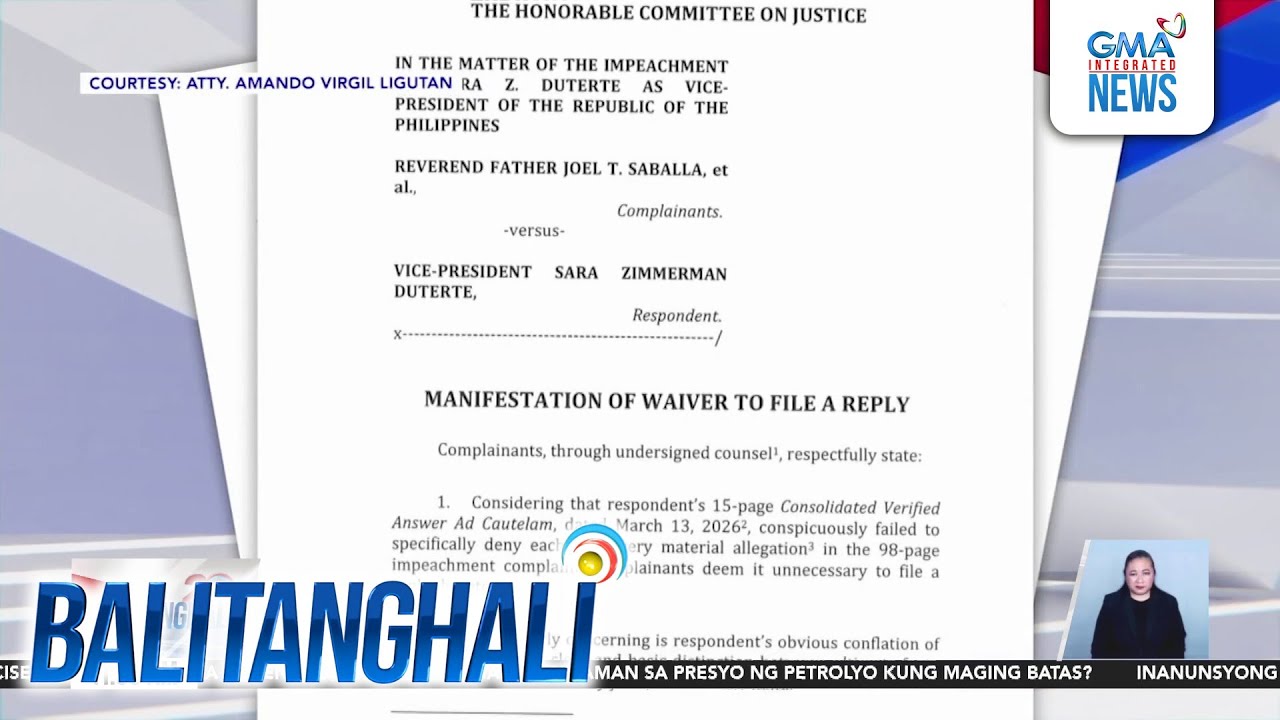 Complainants sa impeachment laban kay VP Duterte, tumangging sumagot... | Balitanghali