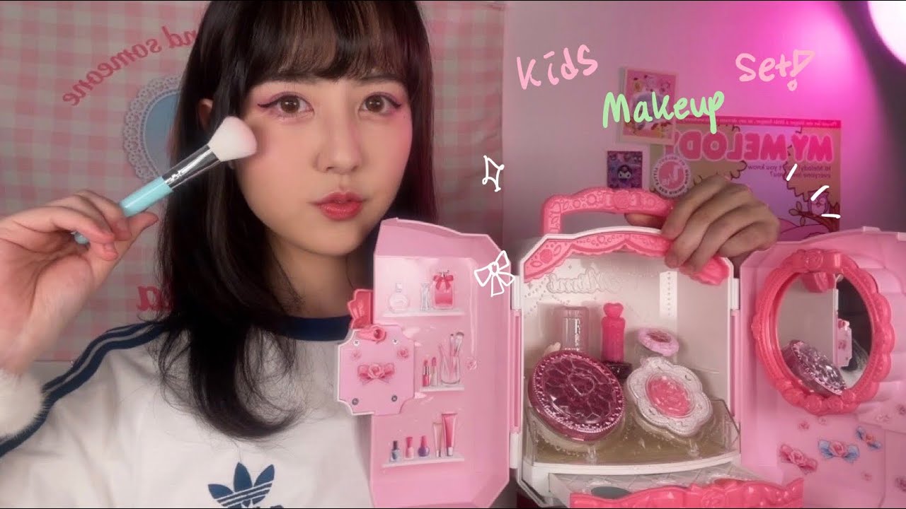 ASMR Realistic makup for you using kids makeup set💝