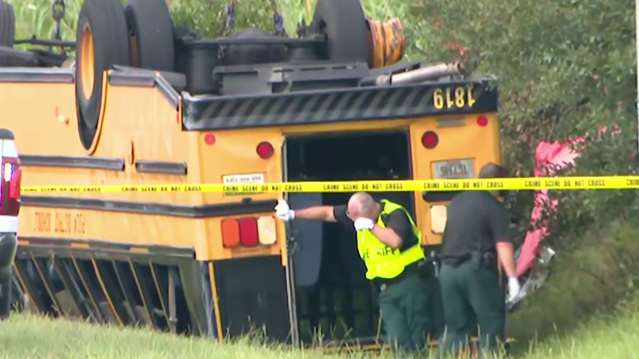 School bus overturns in multi-vehicle crash in Winter Haven