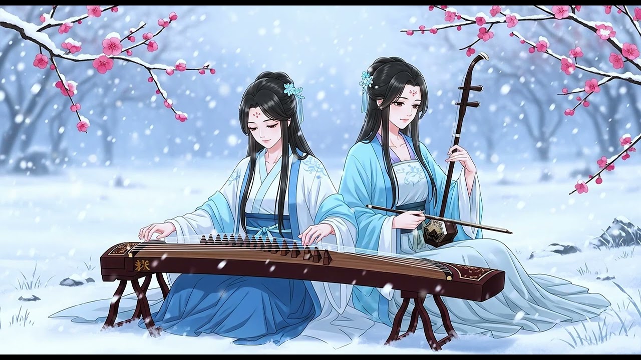❄️ 冬之呢喃 · Winter Whisper — A Melodic Duet Beneath Falling Snow🎶❄️ #music #relaxingmusic #guzheng