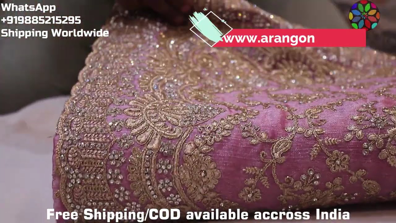 ARNG-2615 “The Valentine Pink” Premium Designer Saree||Barbari Fabric||Crystals||Zari