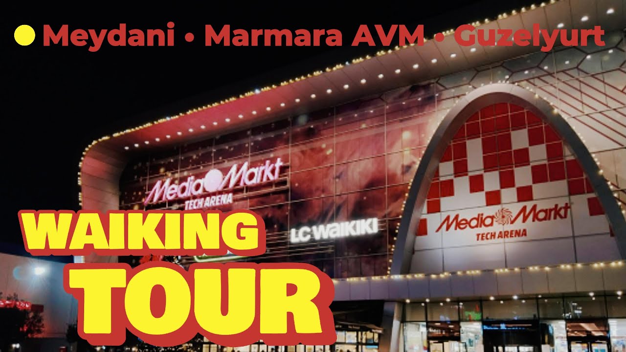Istanbul night walking tour along central street of Beylikduzu ➠ Meydanı ➠ Marmara Park ➠ Guzelyurt