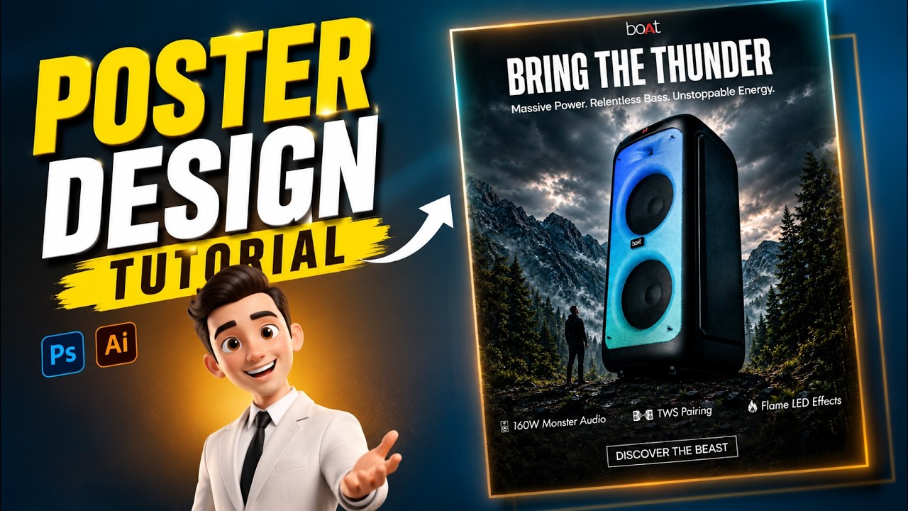 boAt Party Speaker Poster Design in Photoshop | Step-by-Step Tutorial