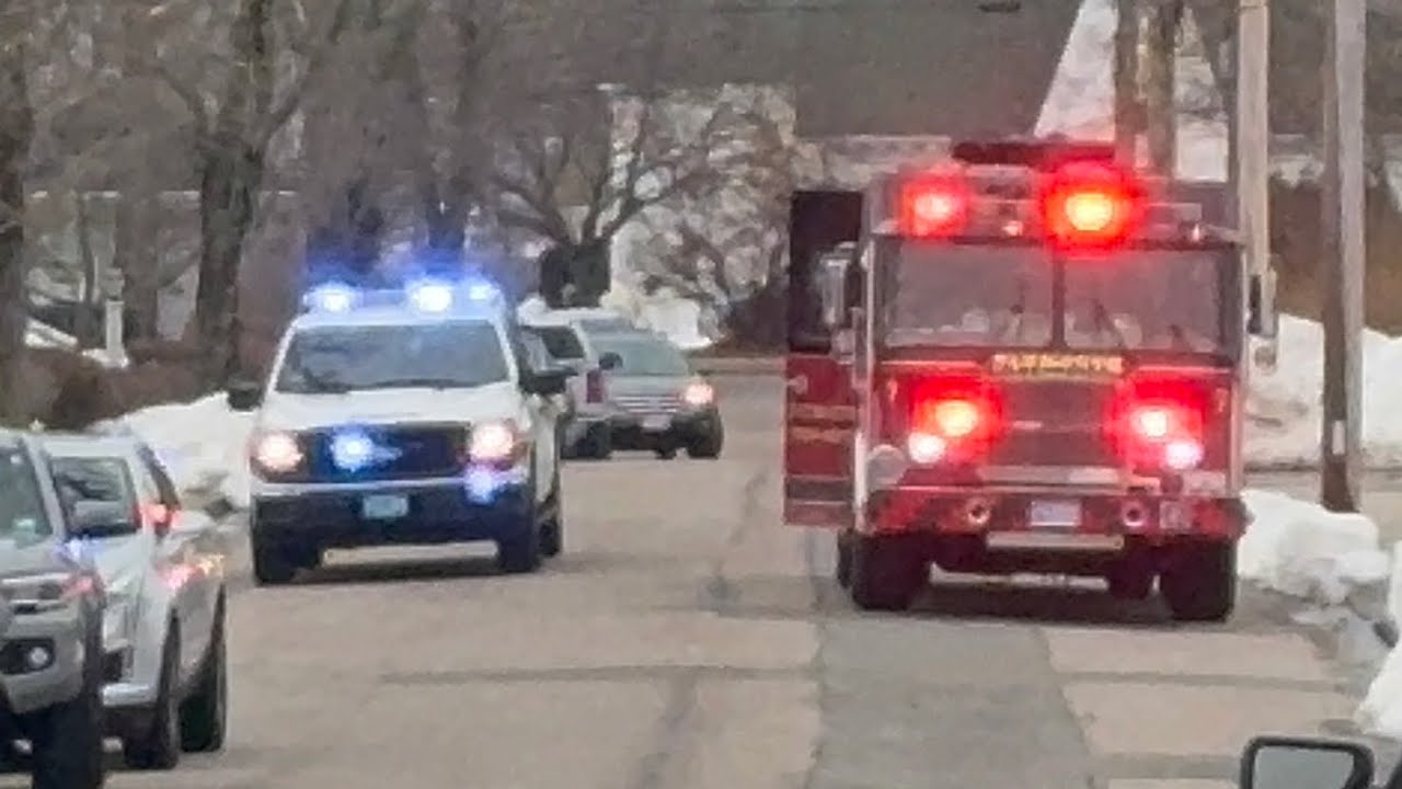 Plymouth am fire dept engine 7 arriving onscene of a medical along with Plymouth PD pickup 23 