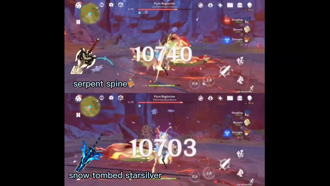 Eula weapon serpent spine vs snow-tombed starsilver