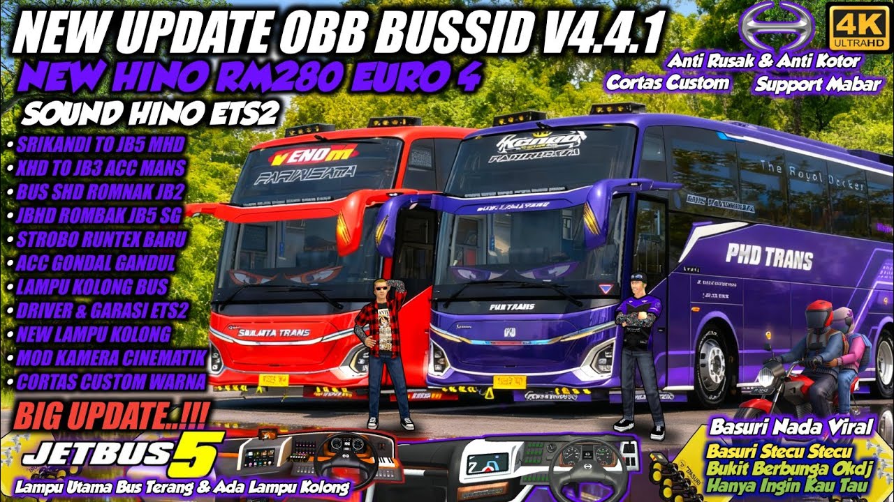 UPDATE TERBARU !! OBB BUSSID V4.4.1 HINO RM280 | BUS JB5 MHD FULL ACC & GRAFIK HD | Bus Simulator Id