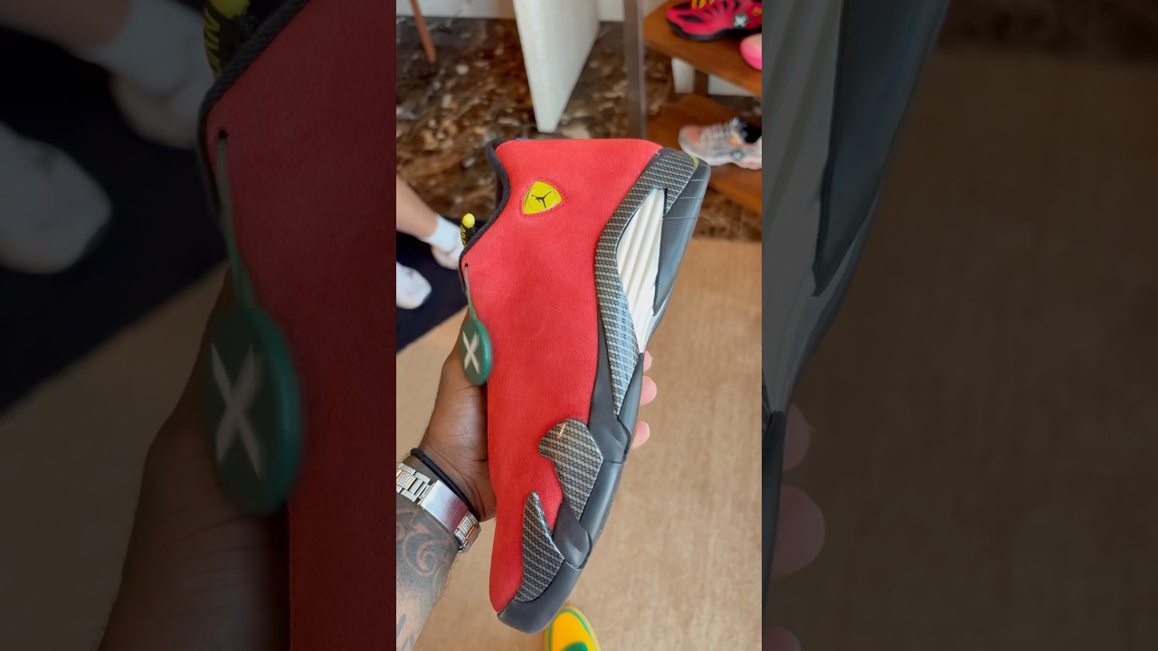 Jordan 14 &ldquo;Ferrari&rdquo; in hand look at the StockX Suite