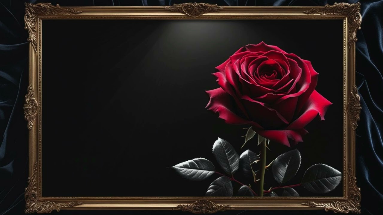 Crimson Velvet Rose in Antique Gold Frame 🌹✨ | Luxury TV Frame Screensaver