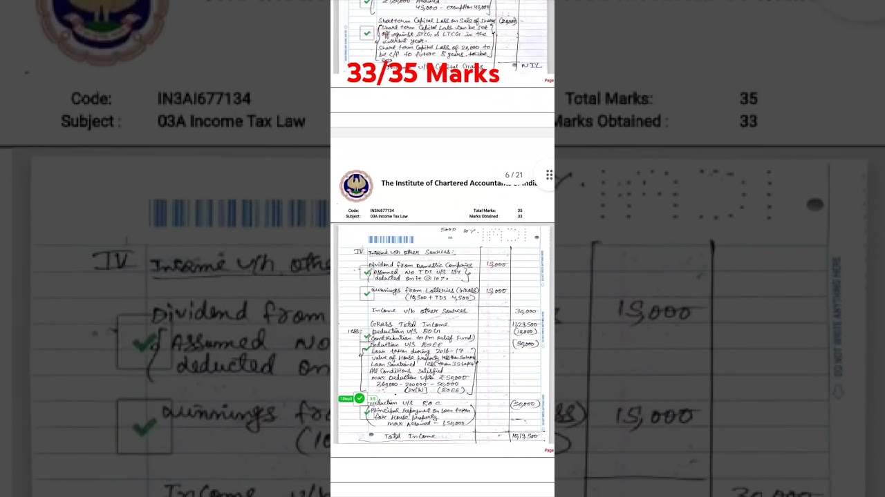 CA Inter Income Taxation Answersheet | May 2024 