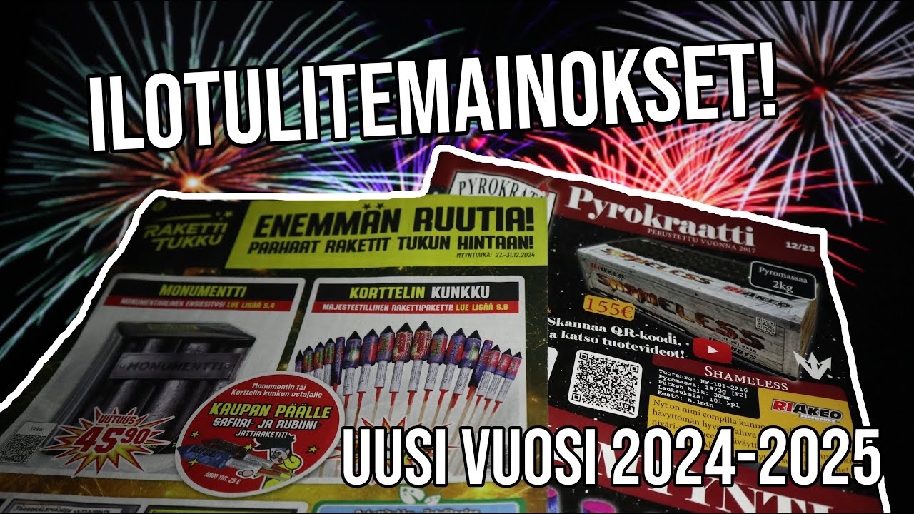 Ilotulitemainokset! | Katsaus & Ostoslistan teko | Uusi Vuosi 2024-2025