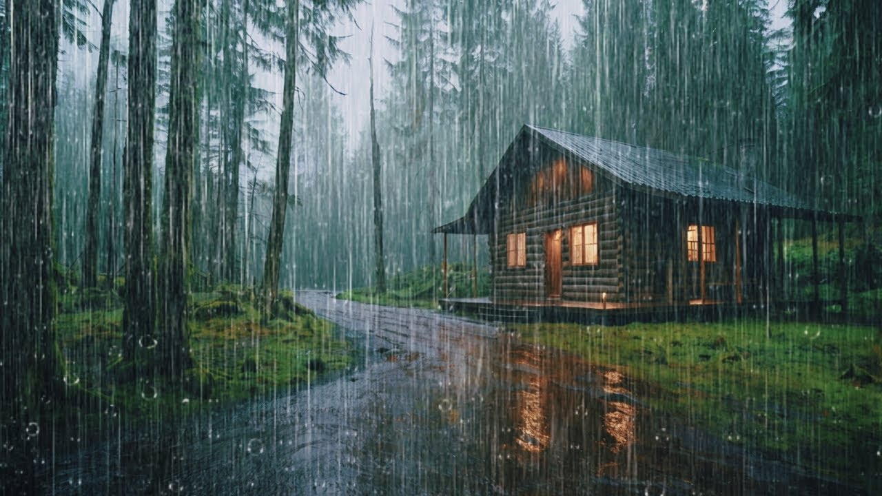 Heavy Rain on a Tin Roof For Sleeping 24/7 , Sleep Instantly with Rain Sounds & Thunder At Night