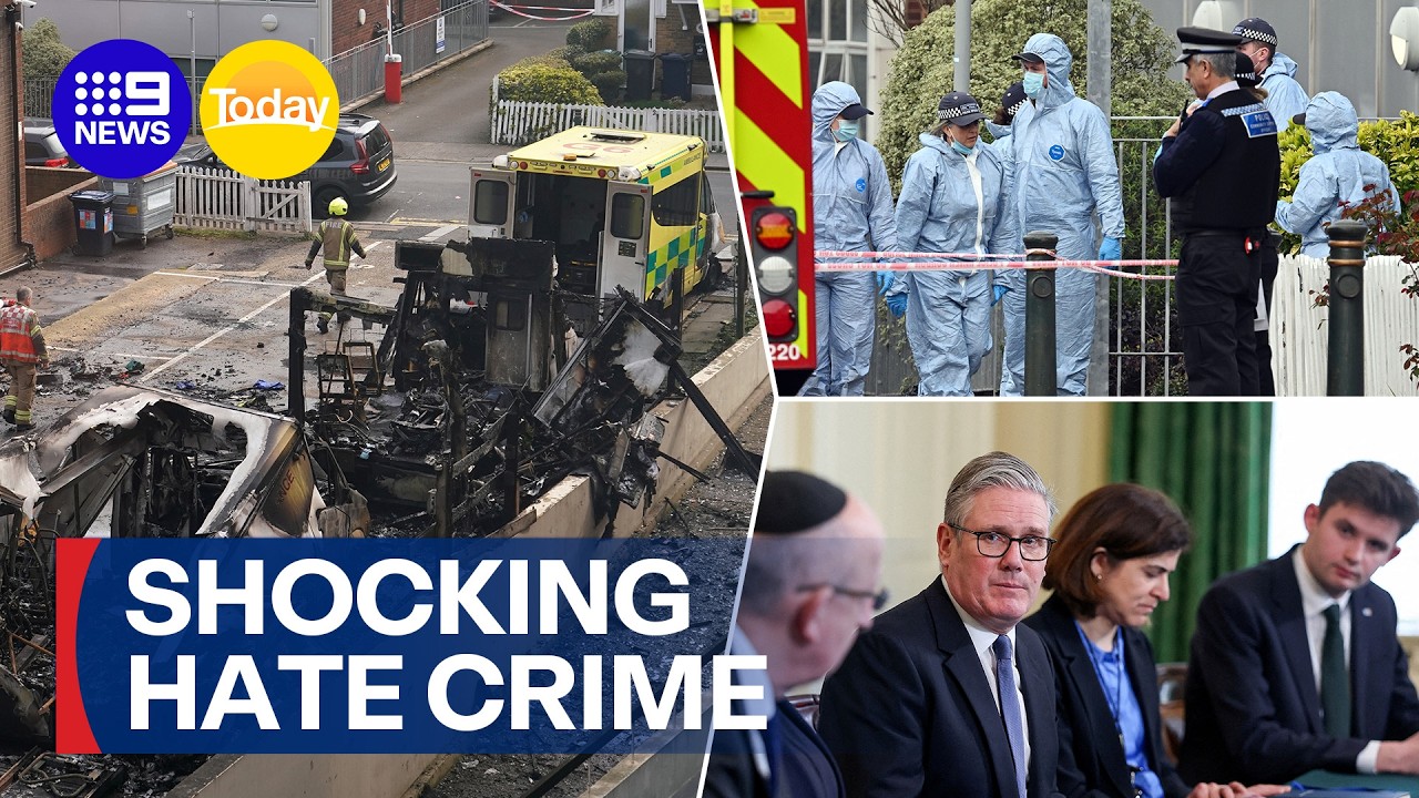 Manhunt underway in London after suspected antisemitic hate crime | 9 News Australia