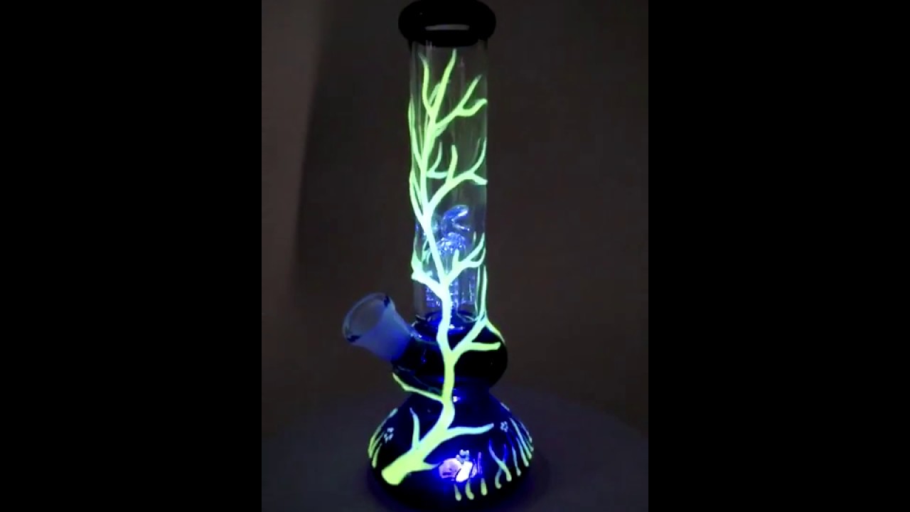 Glow in the dark glass bong Luminous dab rig UV water pipes