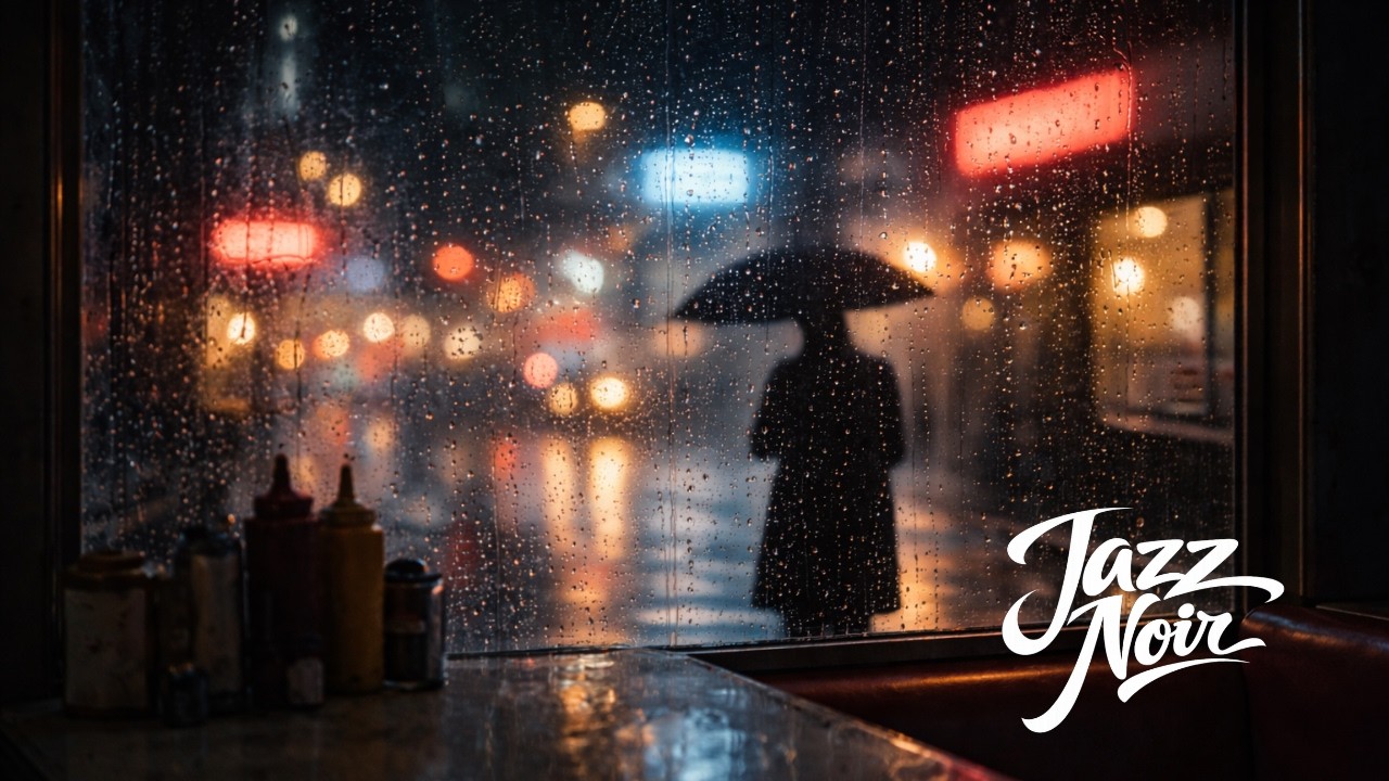 Rainy Window Noir — 5 Hours of 1940s–1950s Jazz for Focus & Unwind | Midnight Street View