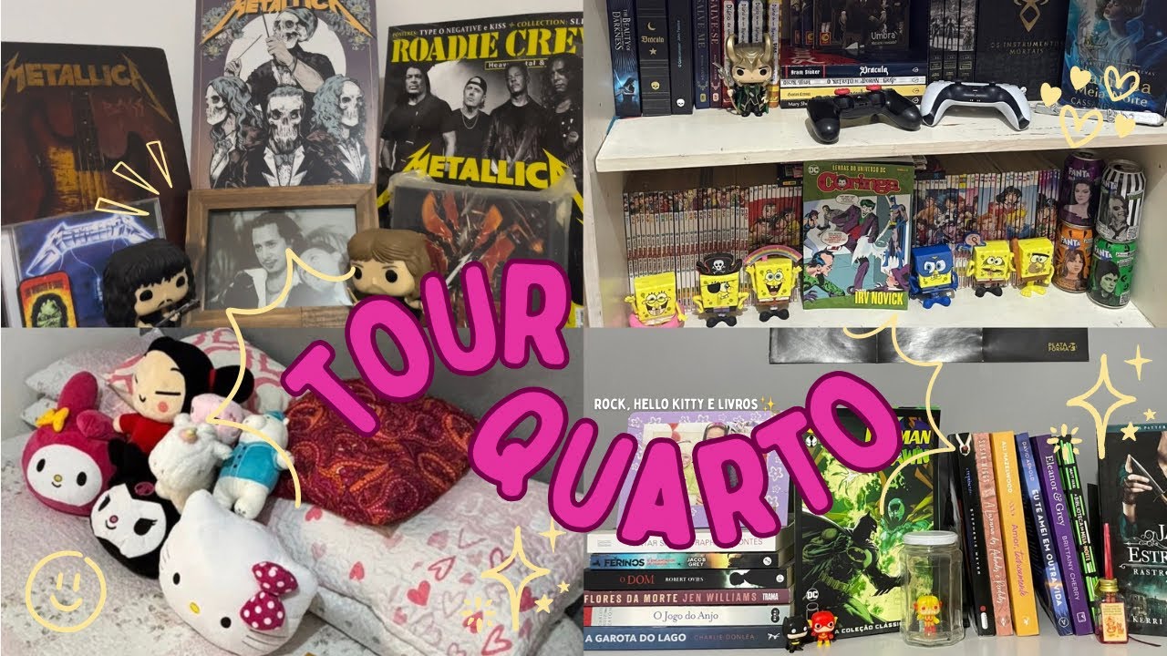 TOUR PELO MEU QUARTO 2025✨/ Rock, Hello Kitty e livros📚 