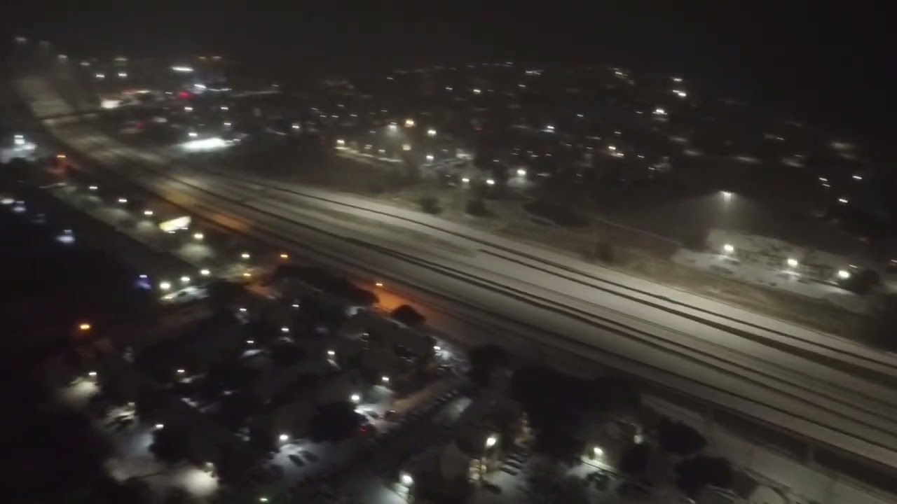 Dallas Winter Storm E I-30 & PGBT Garland TX Drone Footage 01/24/2026 9pm