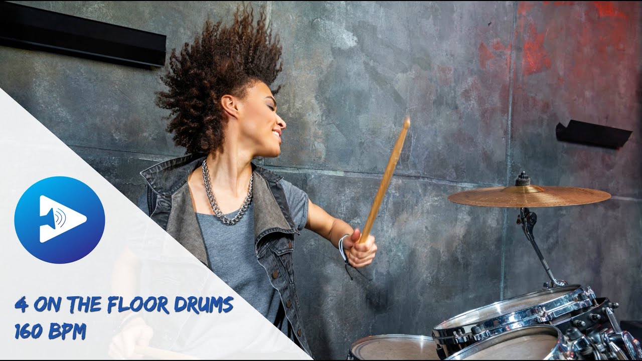Drum Loops | 4 on the Floor Rock Beat 160bpm | Backing Tracks