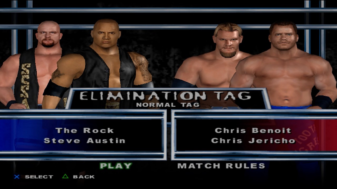 WWE SmackDown! HCTP - TheRock,SteveAustin VS ChrisBenoit,ChrisJericho (ELIMINATION TAG)