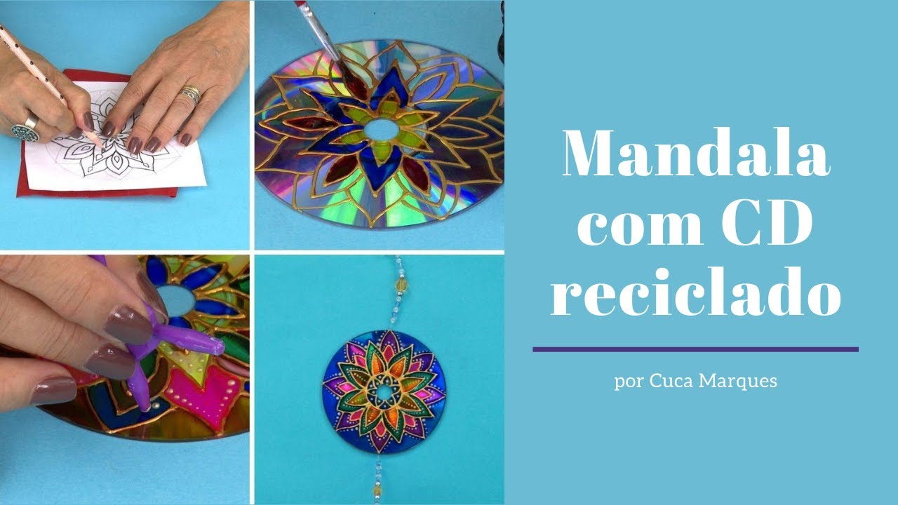 Mandala com CD reciclado - por Cuca Marques