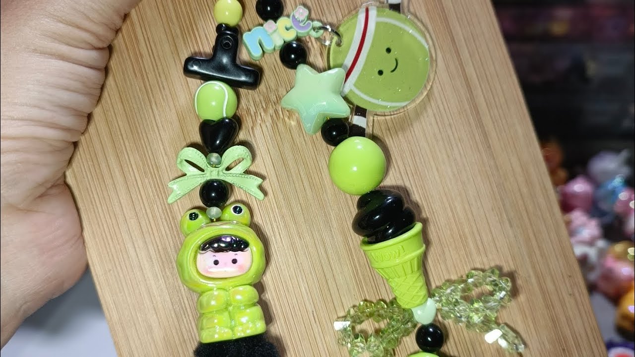 DIY Phone Strap Tema Hijau Mix Hitam