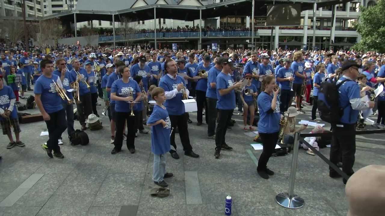 QMF 2013 - Largest Trumpet Ensemble, King George Square, Brisbane