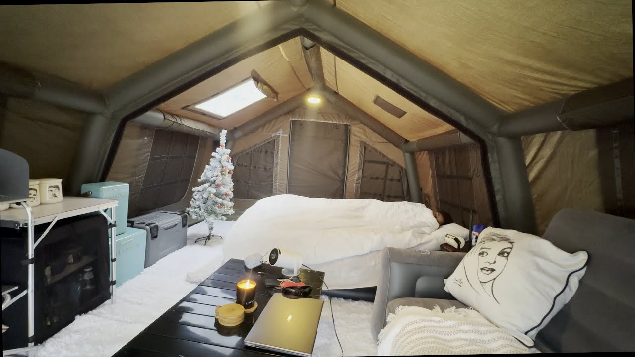 Pre Christmas Luxury Camping at the Dam in an Inflatable tent , Glamping  , Outdoors , Nature