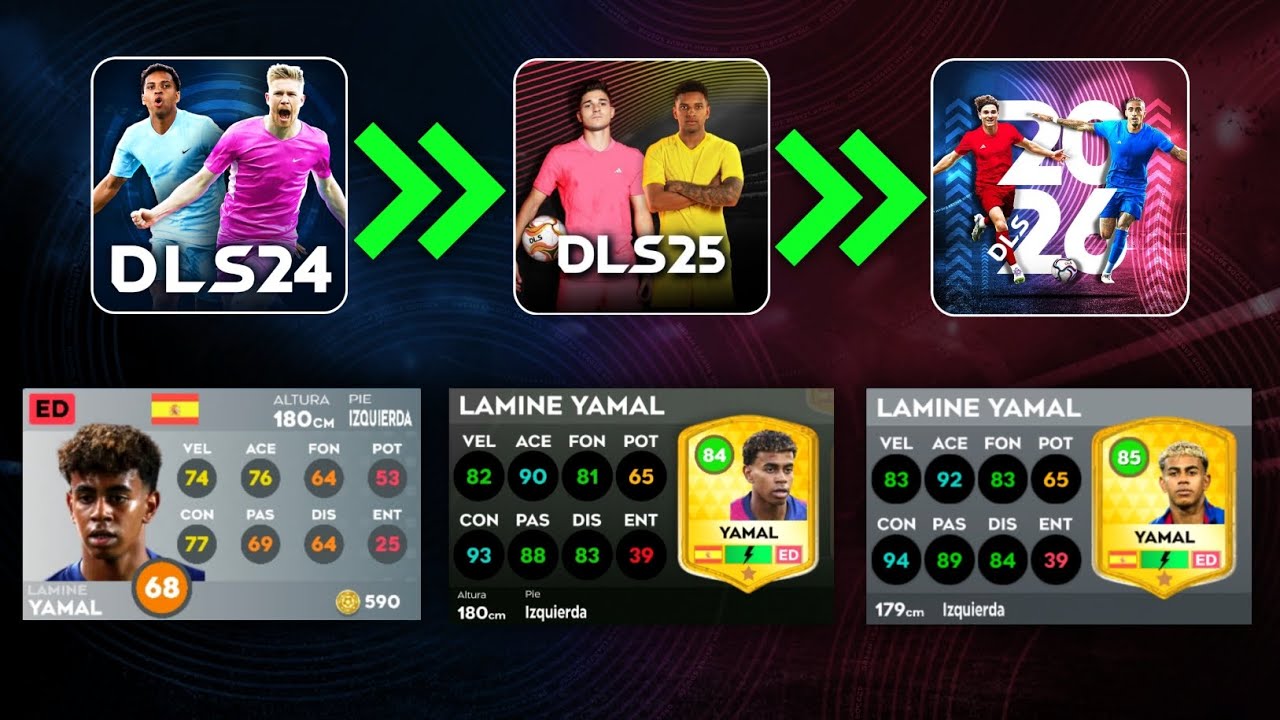 EVOLUCIÓN de JUGADORES LEGENDARIOS en DLS 24 vs DLS 25 vs DLS 26 | Dream League Soccer 
