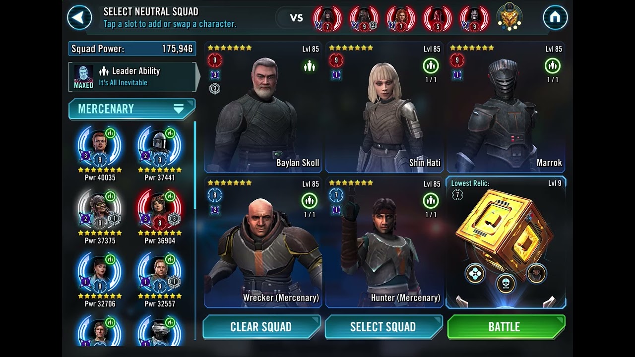 Mercenaries vs DVDE FDC, GAC, 5vs5, SWGOH