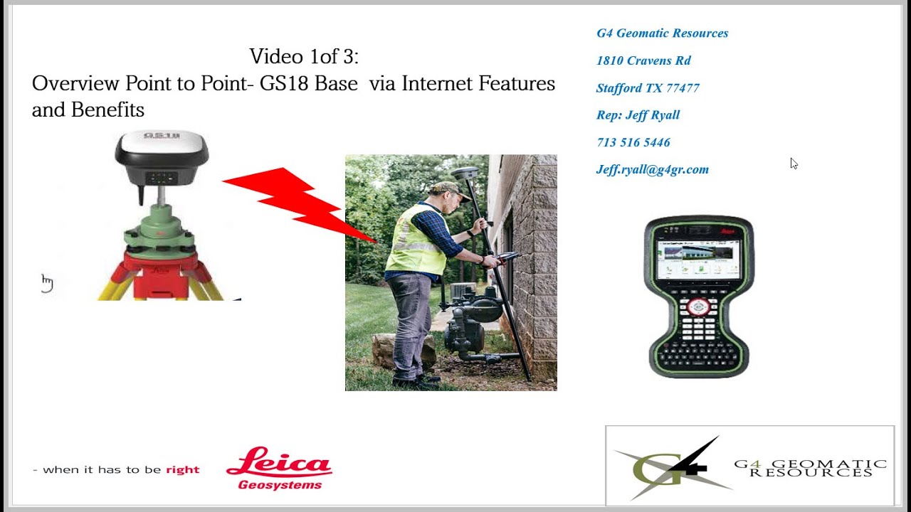 Video 1 of 3: P2P Features & Benefits : Overview Leica GS18 : Point to Point-Base & Rover Internet