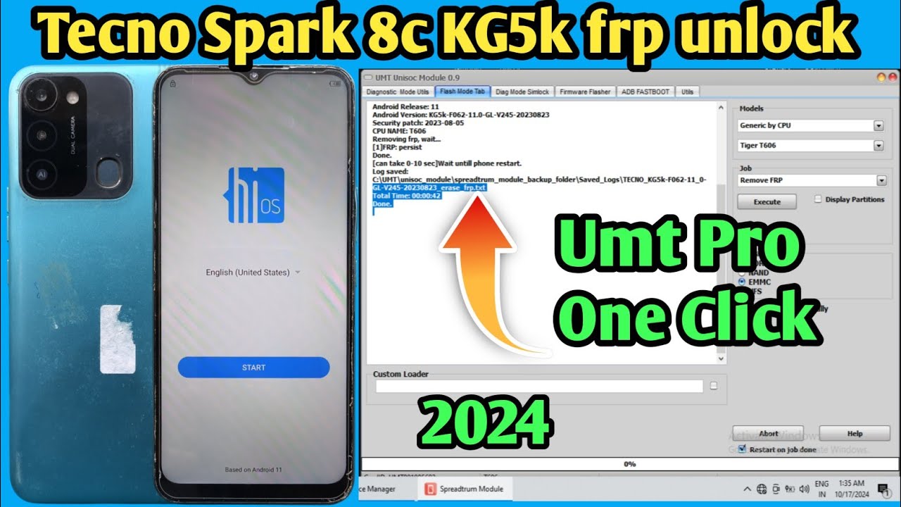 Tecno spark 8c frp разблокировка umt KG5k удаление аккаунта google umt