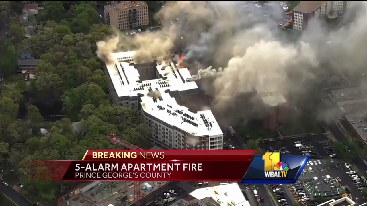 Video: Firefighters battle five-alarm fire in College Park
