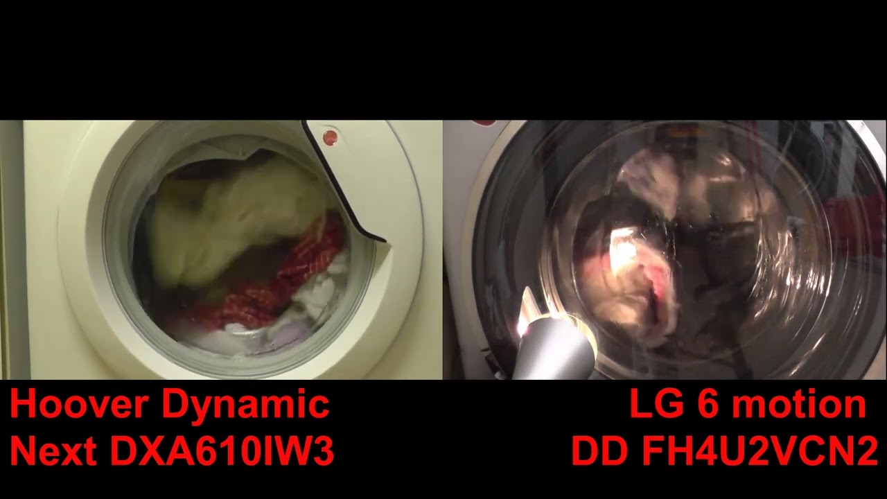 Hoover Dynamic Next DXA610IW3 vs LG 6 Motion DD FH4U2VCN2 - Cottons 60 wash race