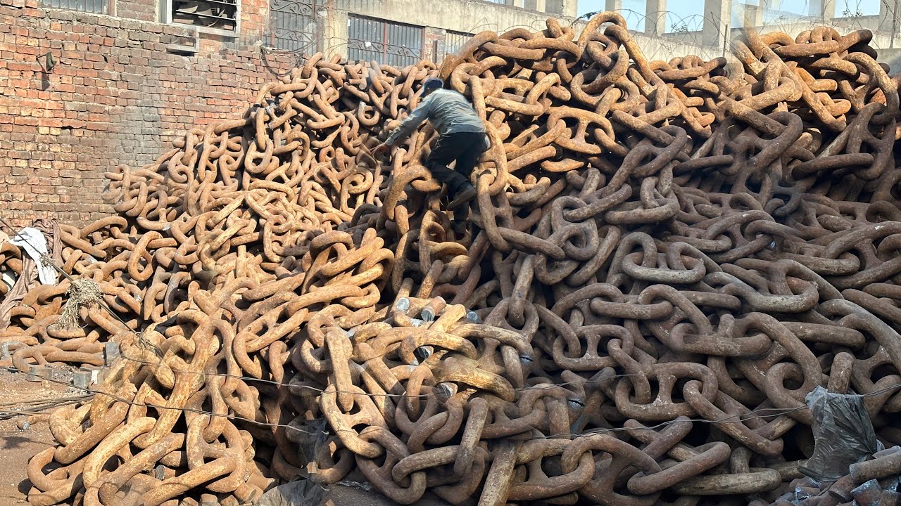 Process of Recycling Ship Chain Scrap forging to make Engine Flywheel | Factory mass production