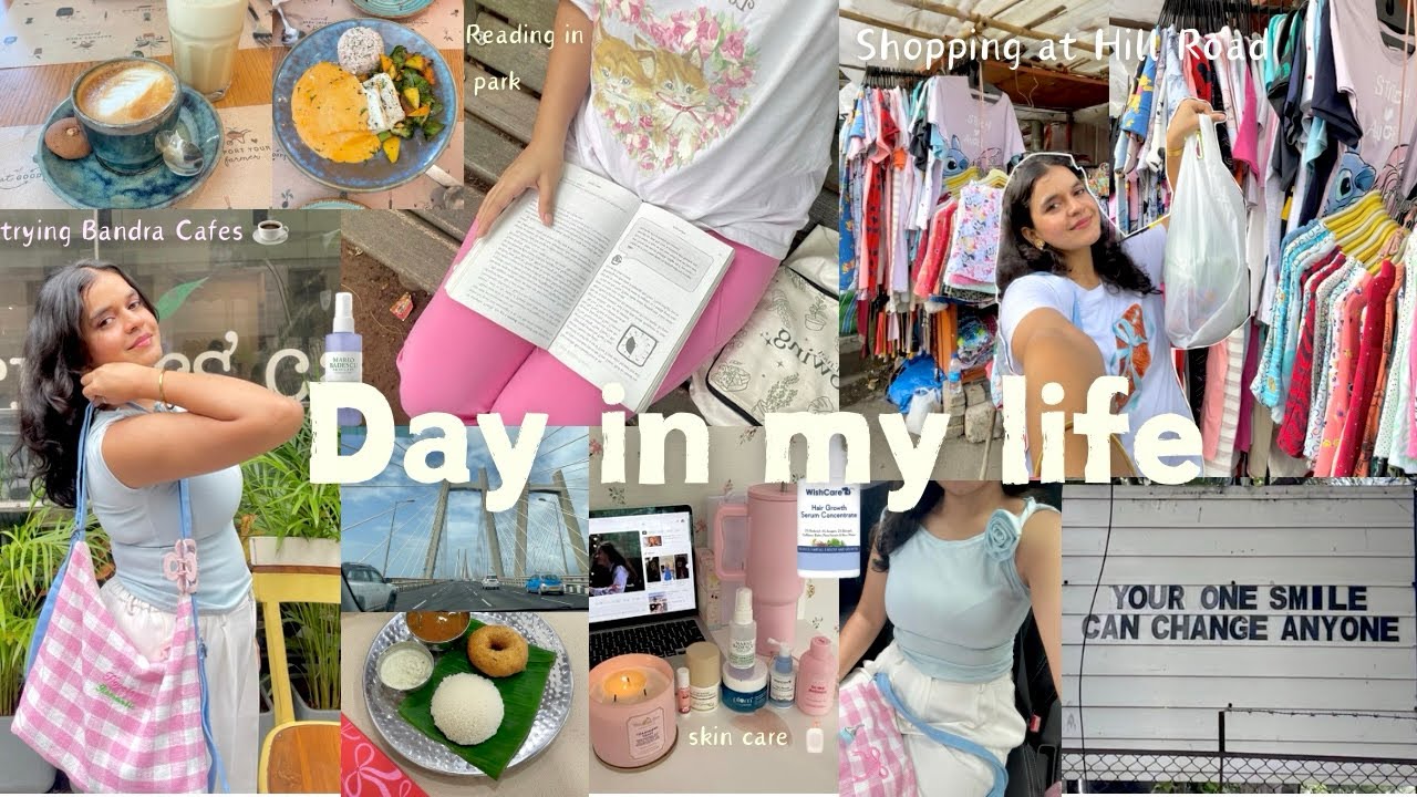 Day in my life ,skin care🧴, Bandra café & Hill road shopping , mornings in the park ✨🎀🍃