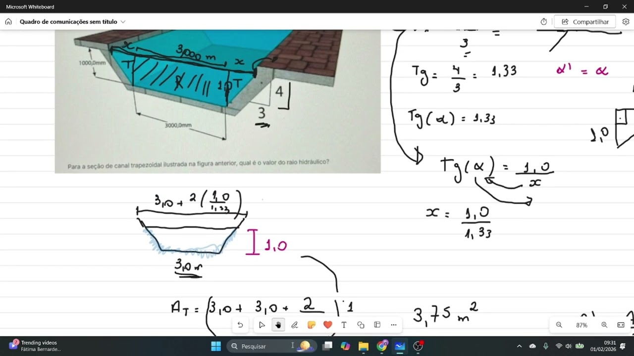 Determinação de Raio Hidráulico em Canal Trapezoidal