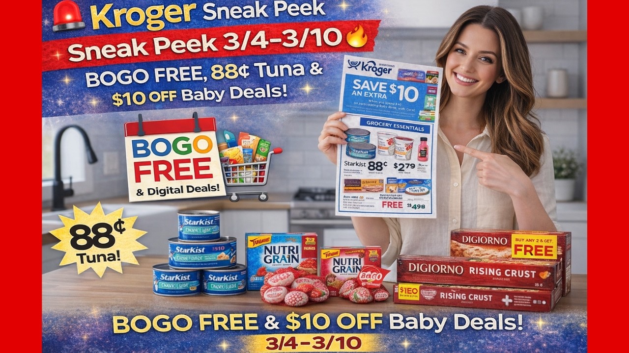 🔥 Kroger Sneak Peek March 4 - 10, 2026 (3/4–3/10) | BOGO FREE, 88¢ Tuna & $10 OFF Baby Deals!