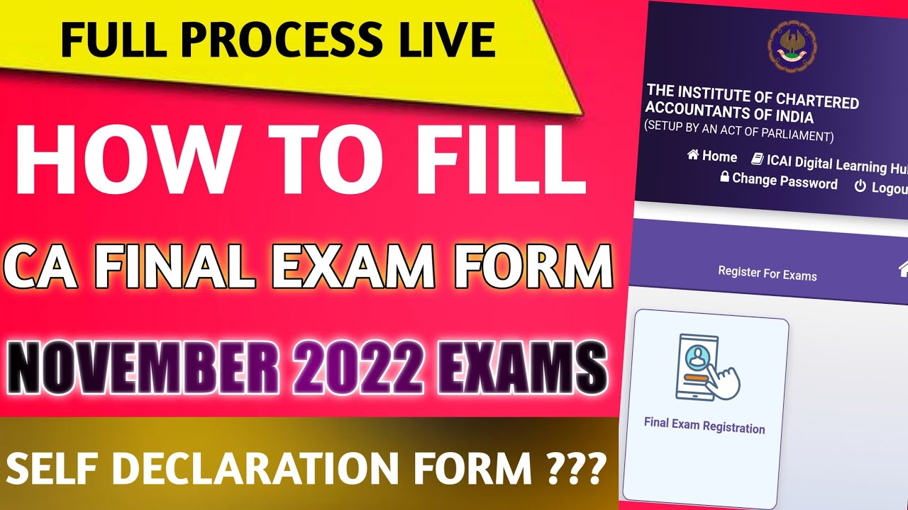 CA FINAL EXAM FORM PROCESS : HOW TO FILL CA NOVEMBER 2022  FINAL ICAI EXAM FORM through SSP