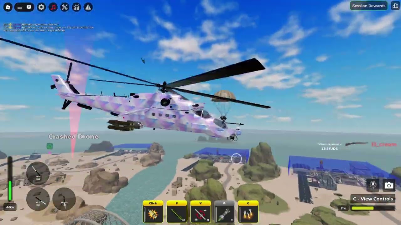 Destroying server with the Mi-24 Superhind in War Tycoon