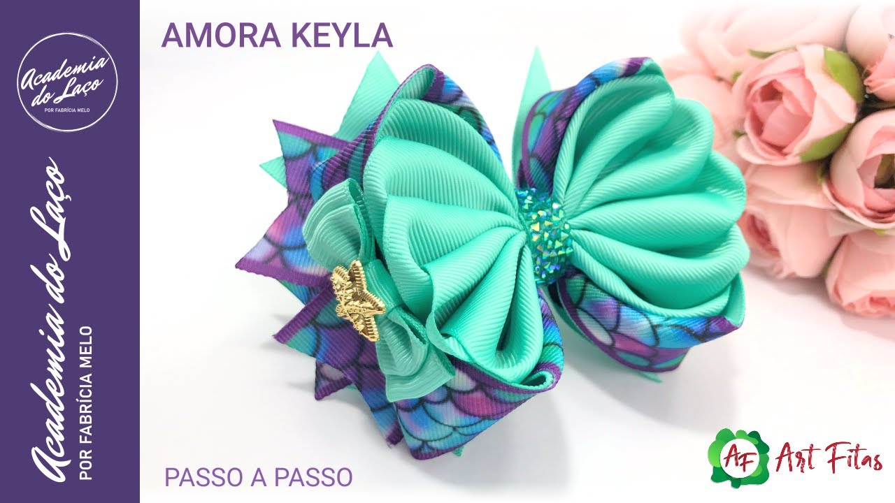 Laço Amora Keyla com fitas de gorgurão nº 9, lisa e estampada 🎀 #diy #pap #tutorial